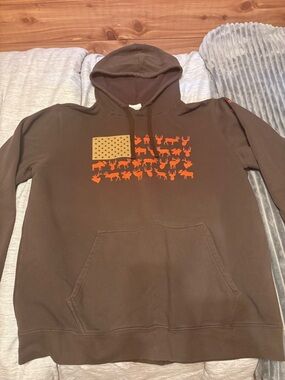 Columbia Brown Hoodie with Orange Wildlife Flag